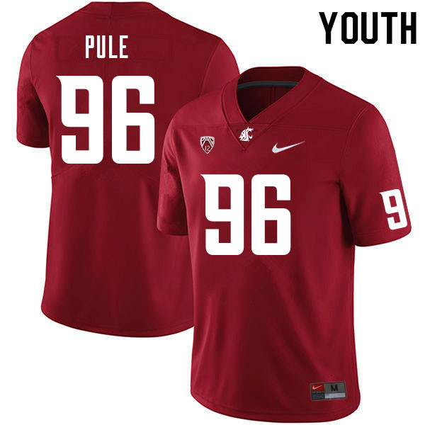 Youth #96 Antonio Pule Washington State Cougars College Football Jerseys Sale-Crimson